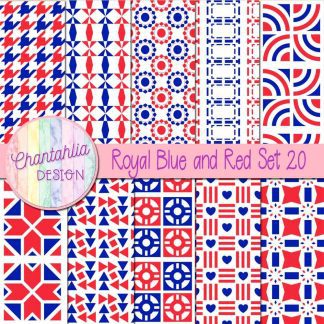Free digital papers in various patterns in royal blue and red