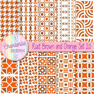 Free digital papers in various patterns in rust brown and orange