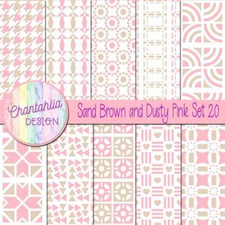 Free digital papers in various patterns in sand brown and dusty pink