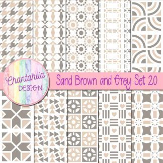 Free digital papers in various patterns in sand brown and grey