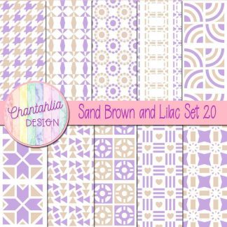 Free digital papers in various patterns in sand brown and lilac