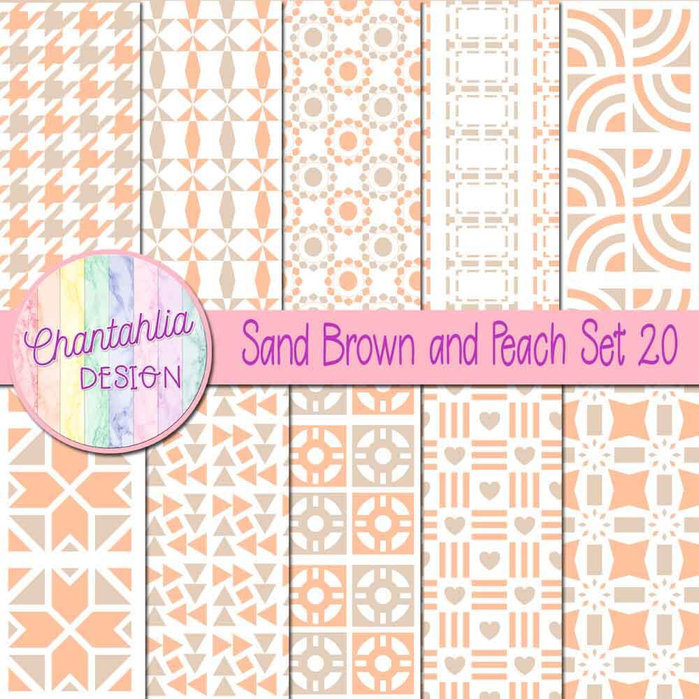 Free digital papers in various patterns in sand brown and peach