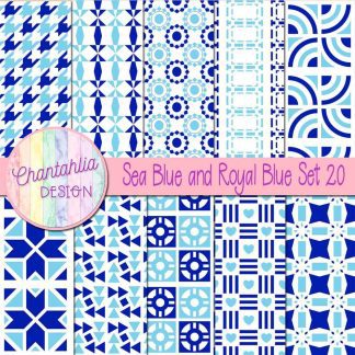 Free digital papers in various patterns in sea blue and royal blue