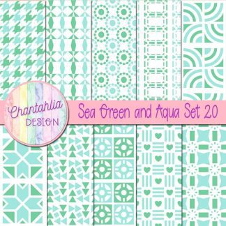 Free digital papers in various patterns in sea green and aqua