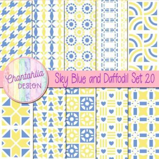 Free digital papers in various patterns in sky blue and daffodil