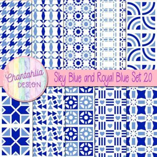 Free digital papers in various patterns in sky blue and royal blue