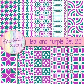 Free digital papers in various patterns in teal and purple
