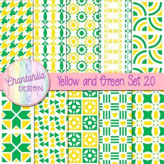 Free digital papers in various patterns in yellow and green