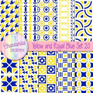 Free digital papers in various patterns in yellow and royal blue