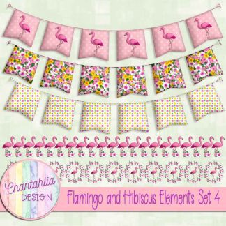 Free design elements in a Flamingo and Hibiscus theme