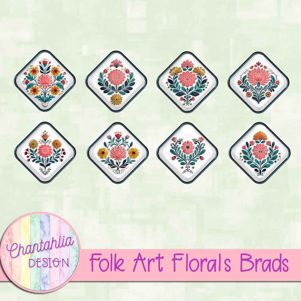 Free brads in a Folk Art Florals theme