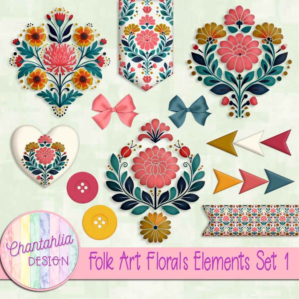 Free design elements in a Folk Art Florals theme