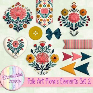 Free design elements in a Folk Art Florals theme