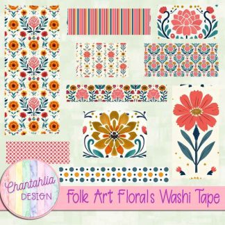 Free washi tape in a Folk Art Florals theme