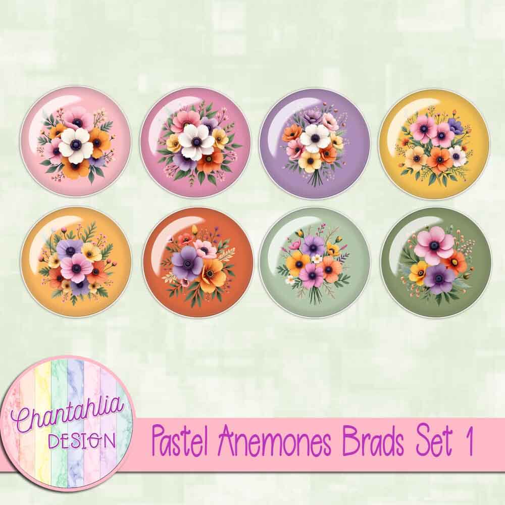 Pastel Anemones Brads Set 1
