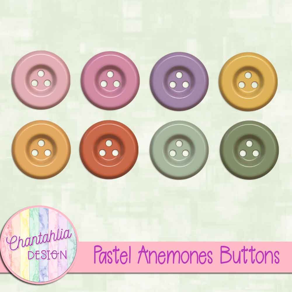Pastel Anemones Buttons