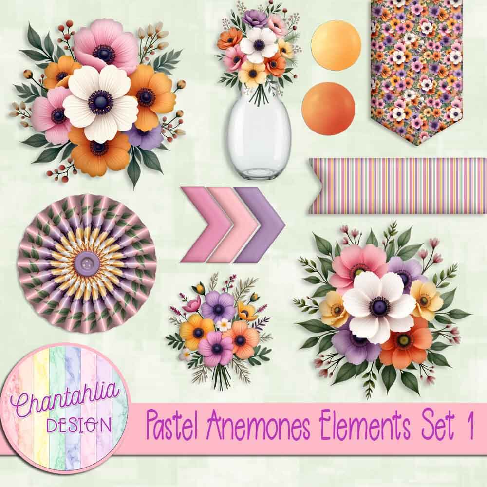 Pastel Anemones Elements Set 1