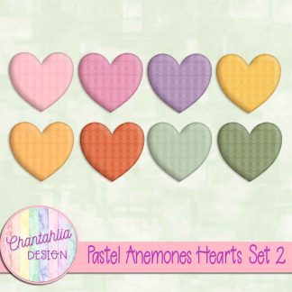 Pastel Anemones Hearts Set 2