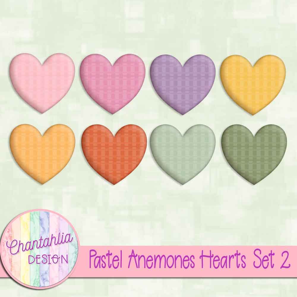 Pastel Anemones Hearts Set 2