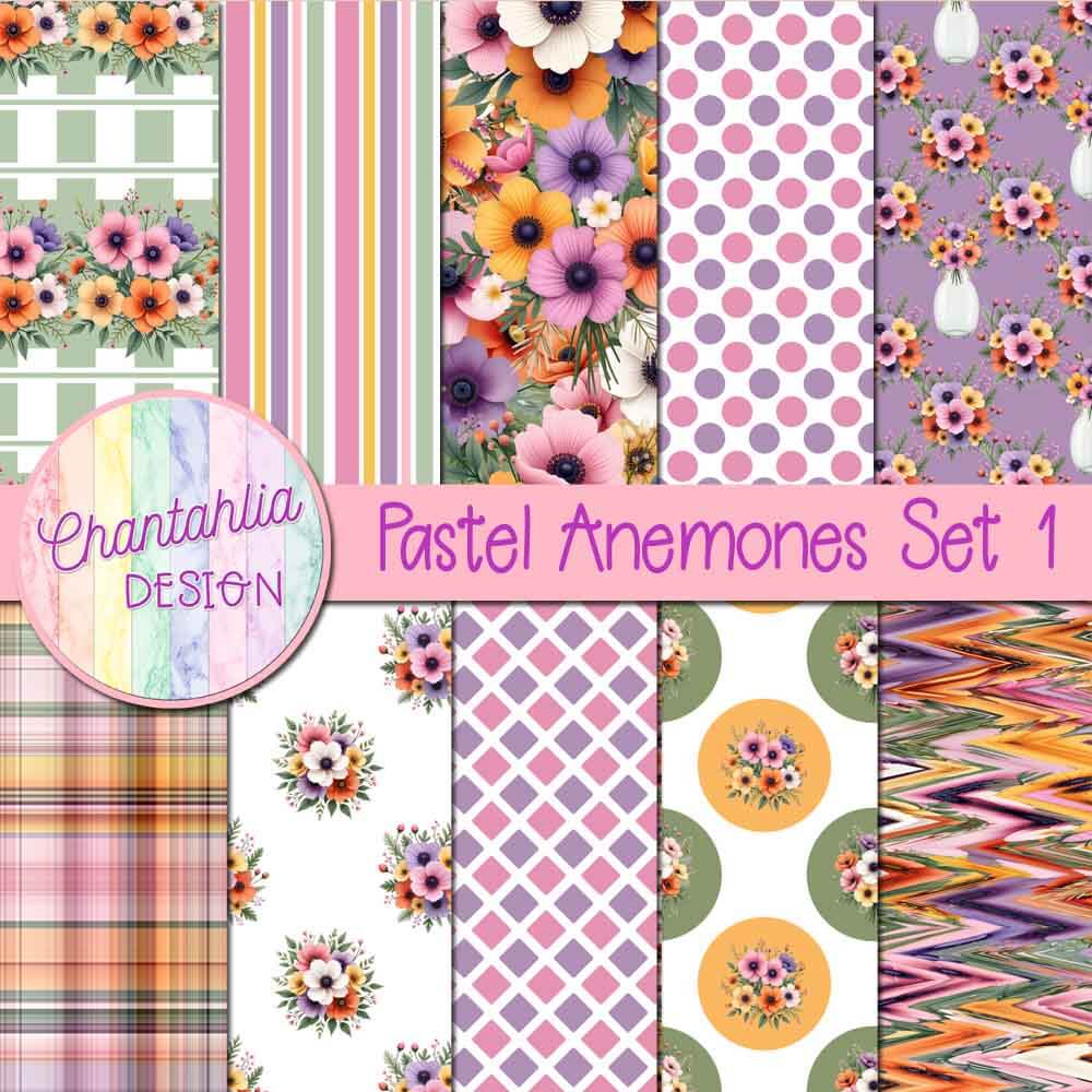 Pastel Anemones Digital Papers Set 1
