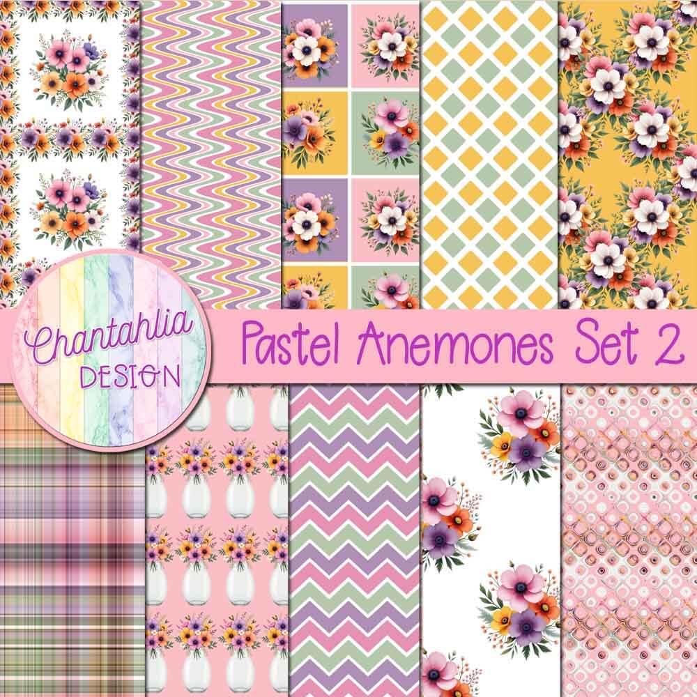 Pastel Anemones Digital Papers Set 2