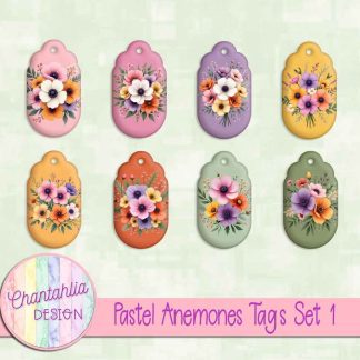 Pastel Anemones Tags Set 1