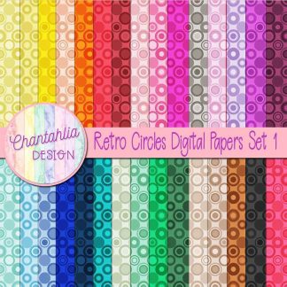 Free digital papers featuring a retro circles design