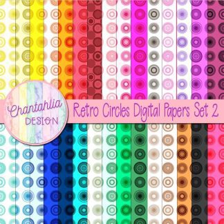 Free digital papers featuring a retro circles design