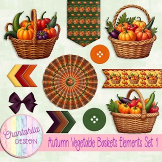 Autumn Vegetable Baskets Elements Set 1