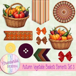 Autumn Vegetable Baskets Elements Set 3