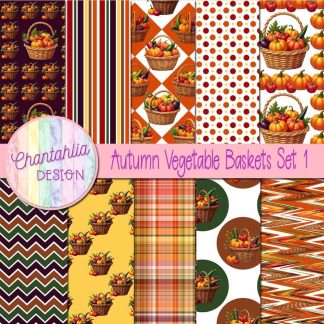 Autumn Vegetable Baskets Digital Papers Set 1