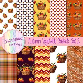 Autumn Vegetable Baskets Digital Papers Set 2