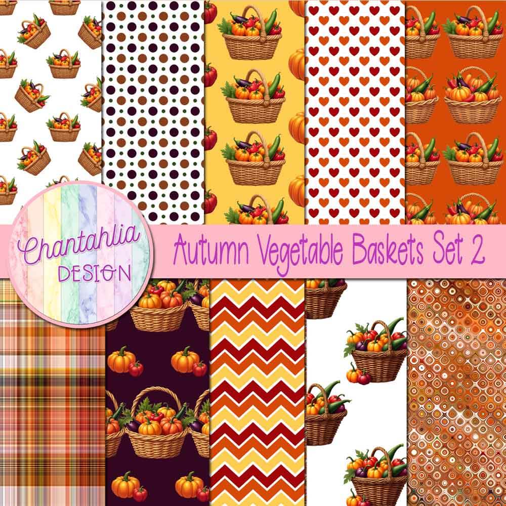 Autumn Vegetable Baskets Digital Papers Set 2