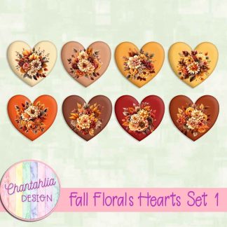 Fall Florals Hearts Set 1