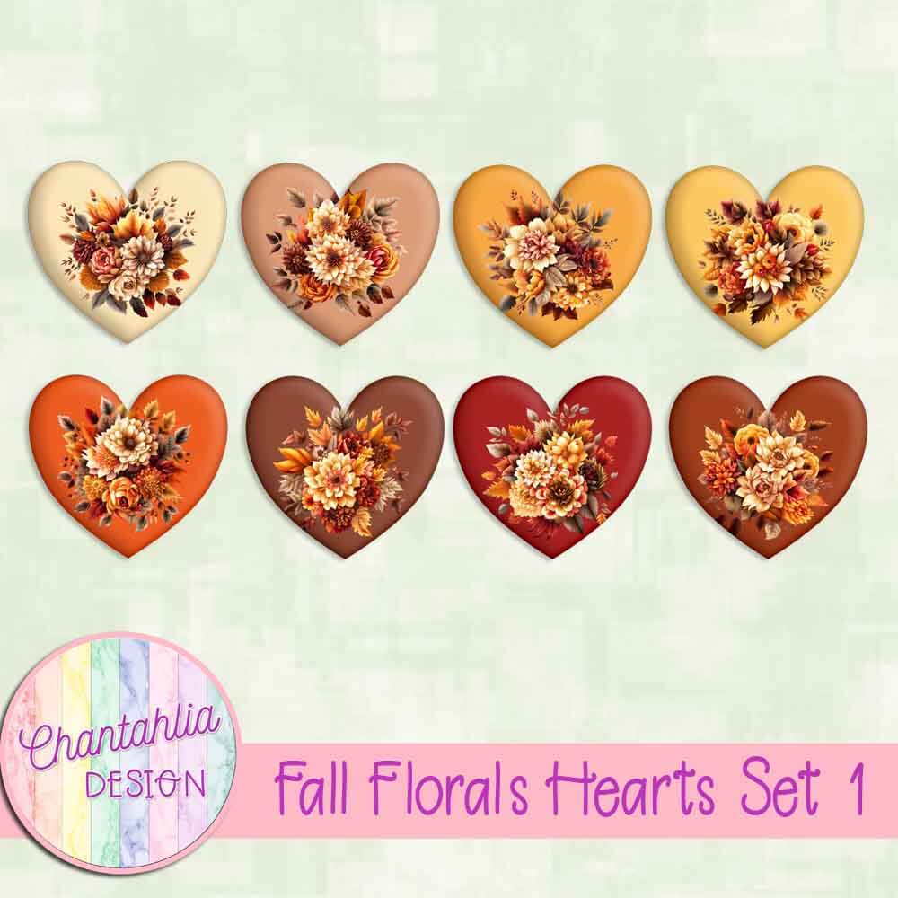 Fall Florals Hearts Set 1