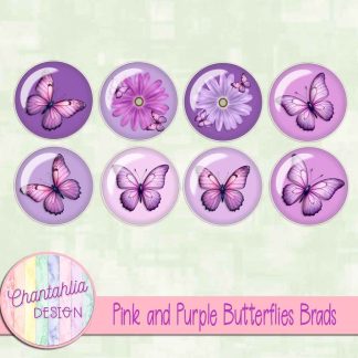 Pink and Purple Butterflies Brads