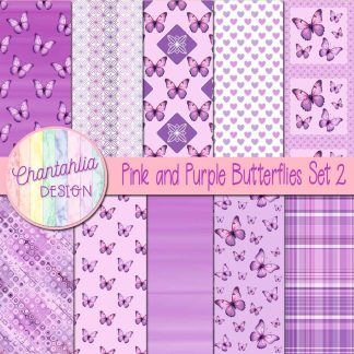 Pink and Purple Butterflies Digital Papers Set 2