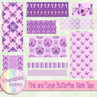 Pink and Purple Butterflies Washi Tape
