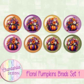 Floral Pumpkins Brads Set 1