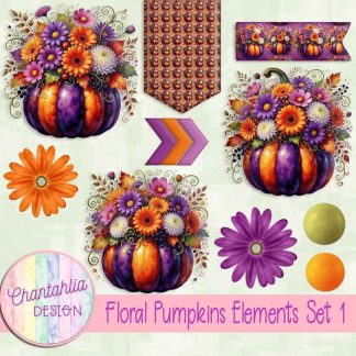 Floral Pumpkins Elements Set 1