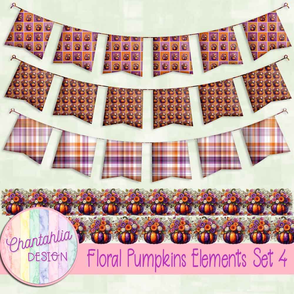 Floral Pumpkins Elements Set 4