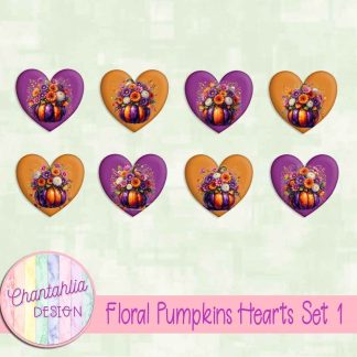 Floral Pumpkins Hearts Set 1