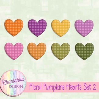 Floral Pumpkins Hearts Set 2