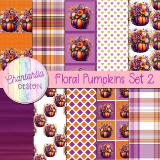 Floral Pumpkins Digital Papers Set 2