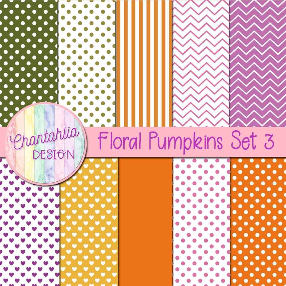 Floral Pumpkins Digital Papers Set 3