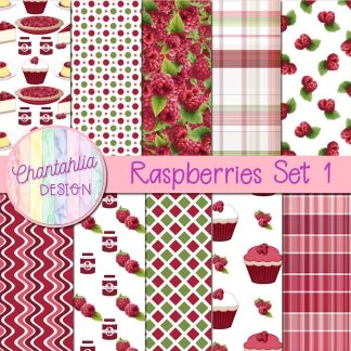 Raspberries Digital Papers Set 1